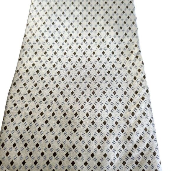DKNY‎ Brown Geometric Print Wide Silk Tie - Picture 2 of 6